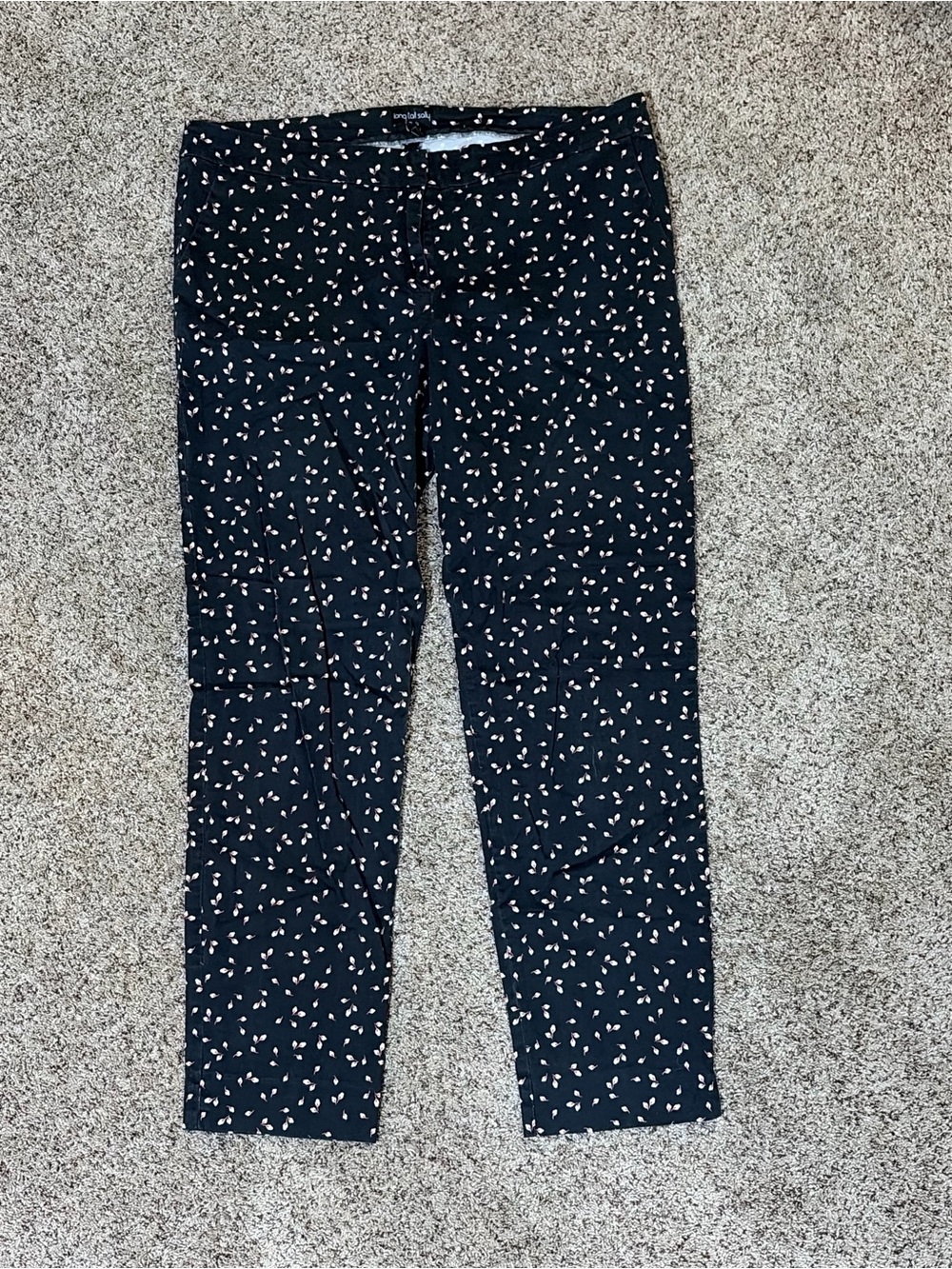 Long Tall Sally Women’s Printed Tall Pants US 18 Black Floral Straight Leg 36” I